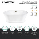 Kingston Brass 66" Acrylic Oval Double Ended Pedestal Tub with Drain (No Faucet Drillings), Glossy White/Matte Black (VTDE663124C420)