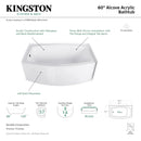 Kingston Brass Aqua Eden 60" Acrylic Rectangular 3-Wall Alcove Tub, Left Hand Drain Hole, Glossy White (VTDR603022L)