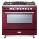 Verona Ultima 36-Inch Dual Fuel Range with 5 Sealed Burners in Burgundy (VUFSGE365BU)