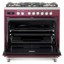Verona Ultima 36-Inch Dual Fuel Range with 5 Sealed Burners in Burgundy (VUFSGE365BU)