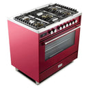 Verona Ultima 36-Inch Dual Fuel Range with 5 Sealed Burners in Burgundy (VUFSGE365BU)