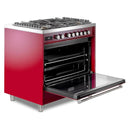 Verona Ultima 36-Inch Dual Fuel Range with 5 Sealed Burners in Burgundy (VUFSGE365BU)