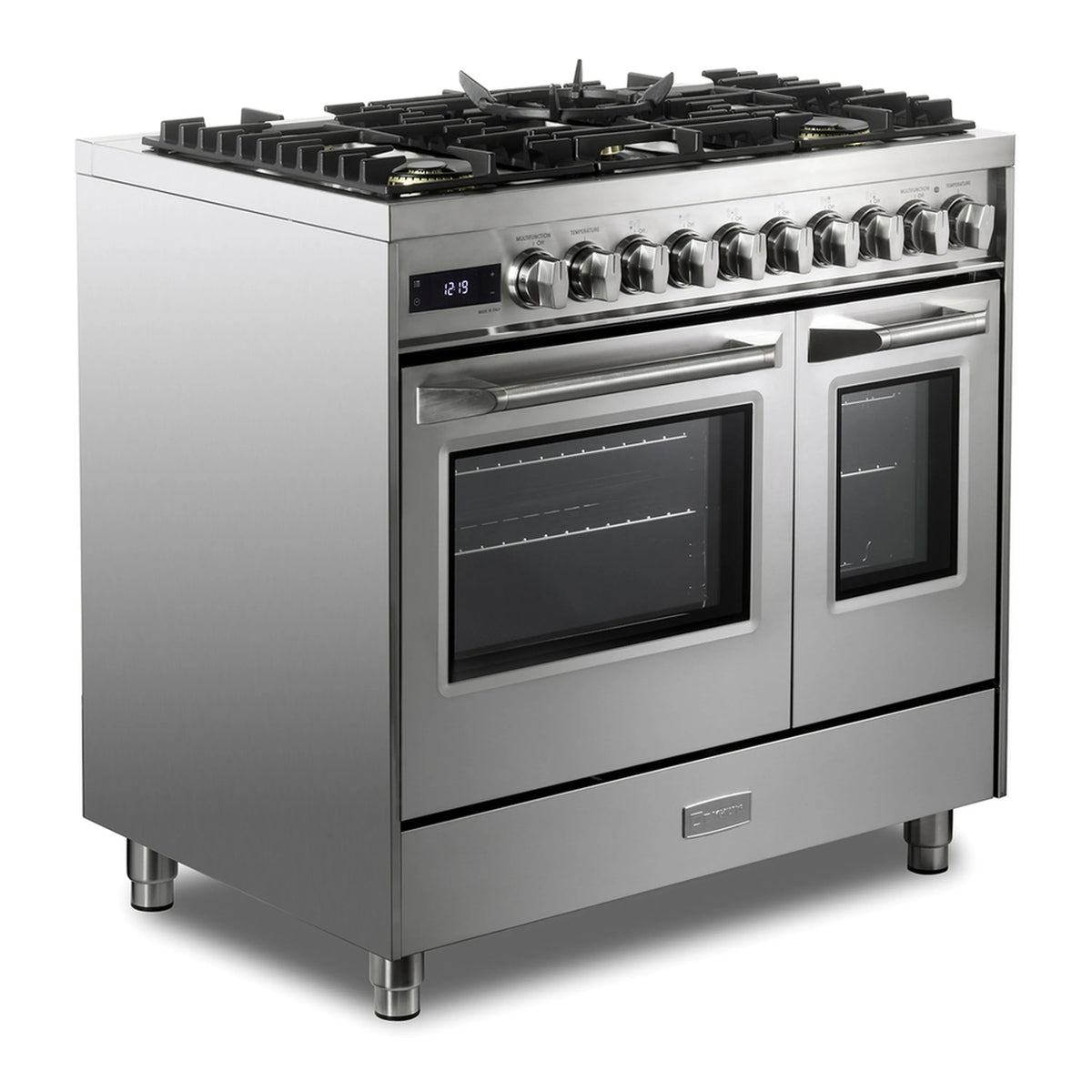 Verona Ultima Collection 36-Inch Double Oven Dual Fuel Range with 5 Brass Burners, 4.1 Cu. Ft. Total Oven Capacity in Stainless Steel (VUFSGE365DSS)