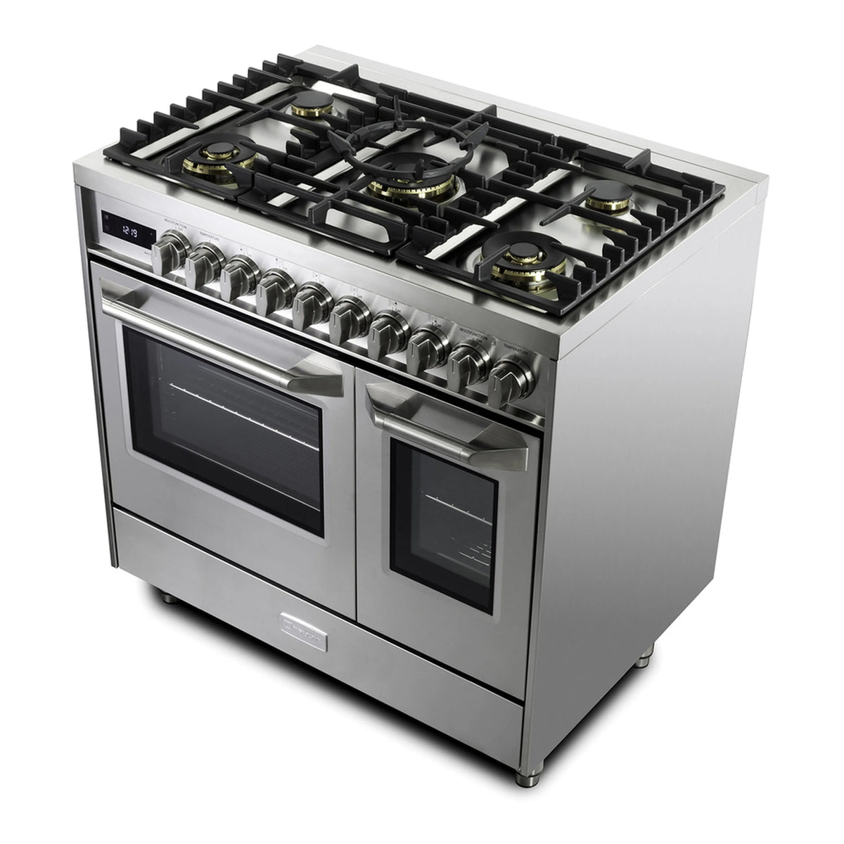 Verona Ultima Collection 36-Inch Double Oven Dual Fuel Range with 5 Brass Burners, 4.1 Cu. Ft. Total Oven Capacity in Stainless Steel (VUFSGE365DSS)
