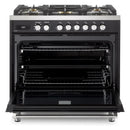 Verona Ultima 36-Inch Dual Fuel Range with 5 Sealed Burners in Matte Black (VUFSGE365E)