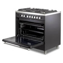 Verona Ultima 36-Inch Dual Fuel Range with 5 Sealed Burners in Matte Black (VUFSGE365E)