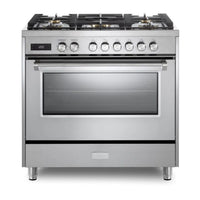 Verona Ultima 36-Inch Dual Fuel Range with 5 Sealed Burners in Stainless Steel (VUFSGE365SS)