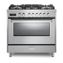 Verona Ultima 36-Inch Dual Fuel Range with 5 Sealed Burners in Stainless Steel (VUFSGE365SS)