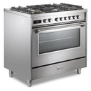 Verona 2-Piece Appliance Package - 36-Inch Dual Fuel Range with 5 Sealed Burners and Wall Mount Range Hood in Stainless Steel