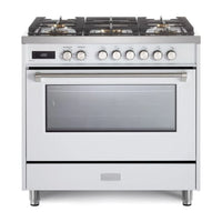 Verona Ultima 36-Inch Dual Fuel Range with 5 Sealed Burners in White (VUFSGE365W)