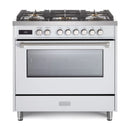 Verona Ultima 36-Inch Dual Fuel Range with 5 Sealed Burners in White (VUFSGE365W)