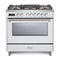 Verona Ultima 36-Inch Dual Fuel Range with 5 Sealed Burners in White (VUFSGE365W)