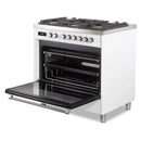 Verona 2-Piece Appliance Package - 36-Inch Dual Fuel Range with 5 Sealed Burners and Wall Mount Range Hood in White