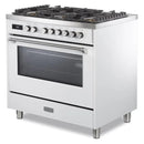 Verona Ultima 36-Inch Dual Fuel Range with 5 Sealed Burners in White (VUFSGE365W)