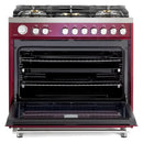 Verona Ultima 36-Inch Gas Range with 5 Sealed Burners in Burgundy (VUFSGG365BU)