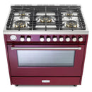 Verona Ultima 36-Inch Gas Range with 5 Sealed Burners in Burgundy (VUFSGG365BU)
