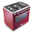 Verona Ultima 36-Inch Gas Range with 5 Sealed Burners in Burgundy (VUFSGG365BU)
