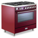 Verona Ultima 36-Inch Gas Range with 5 Sealed Burners in Burgundy (VUFSGG365BU)