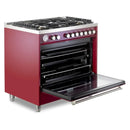 Verona Ultima 36-Inch Gas Range with 5 Sealed Burners in Burgundy (VUFSGG365BU)