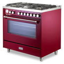 Verona Ultima 36-Inch Gas Range with 5 Sealed Burners in Burgundy (VUFSGG365BU)
