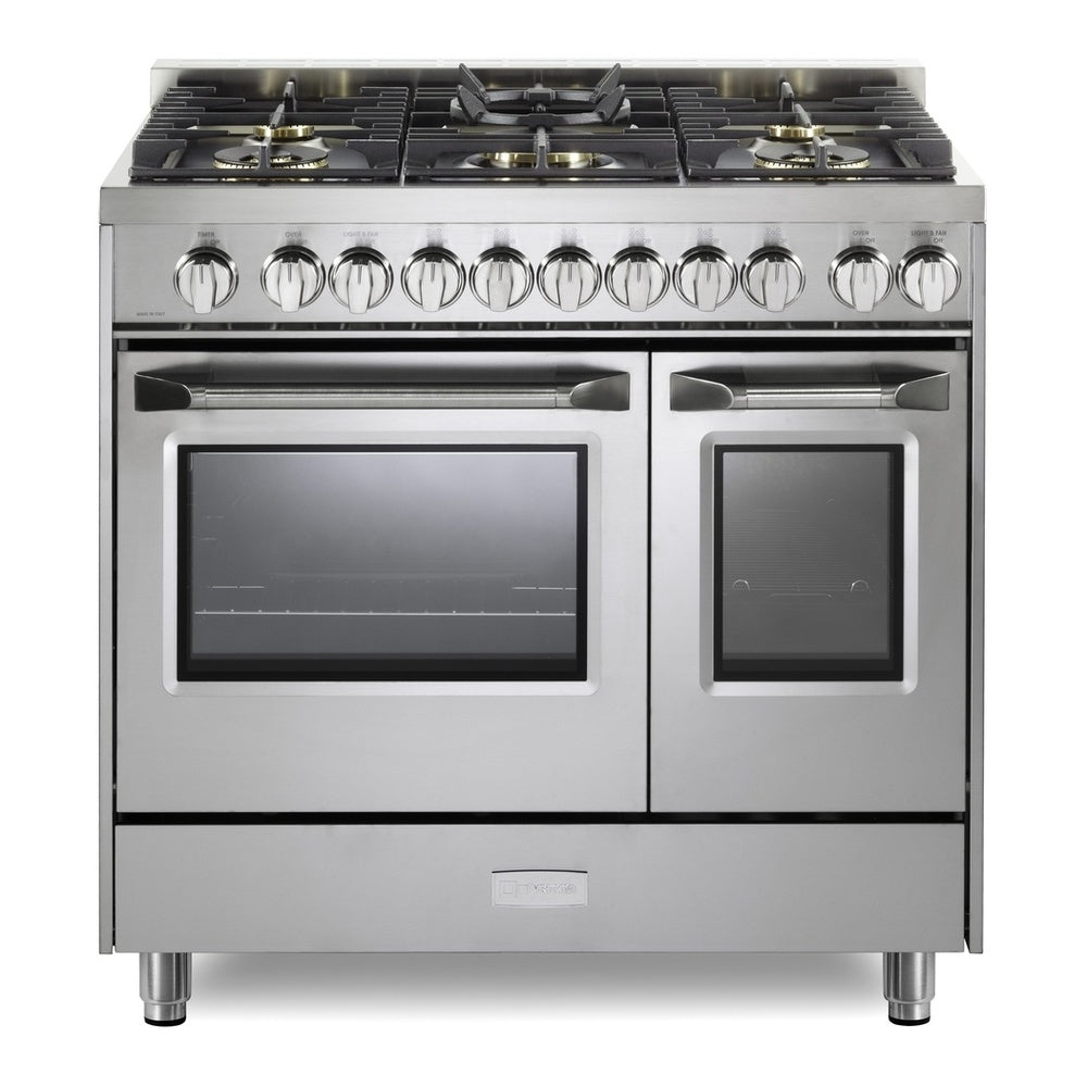 Verona Ultima 36-inch double oven gas range in stainless steel, front view