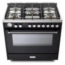 Verona Ultima 36-Inch Gas Range with 5 Sealed Burners in Matte Black (VUFSGG365E)