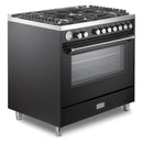 Verona 2-Piece Appliance Package - 36-Inch Gas Range with 5 Sealed Burners and Wall Mount Range Hood in Black