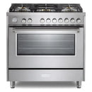 Verona 2-Piece Appliance Package - 36-Inch Gas Range with 5 Sealed Burners and Wall Mount Range Hood in Stainless Steel