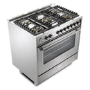 Verona 2-Piece Appliance Package - 36-Inch Gas Range with 5 Sealed Burners and Under Cabinet Range Hood in Stainless Steel