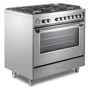 Verona 2-Piece Appliance Package - 36-Inch Gas Range with 5 Sealed Burners and Wall Mount Range Hood in Stainless Steel