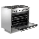 Verona 2-Piece Appliance Package - 36-Inch Gas Range with 5 Sealed Burners and Under Cabinet Range Hood in Stainless Steel