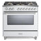 Verona Ultima 36-Inch Gas Range with 5 Sealed Burners in White (VUFSGG365W)