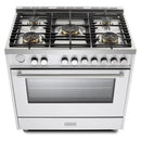 Verona 2-Piece Appliance Package - 36-Inch Gas Range with 5 Sealed Burners and Wall Mount Range Hood in White