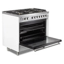 Verona 2-Piece Appliance Package - 36-Inch Gas Range with 5 Sealed Burners and Wall Mount Range Hood in White