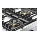 Verona 2-Piece Appliance Package - 48-Gas Range with 6 Brass Burners and Wall Mount Range Hood in Stainless Steel