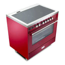 Verona Ultima 36-Inch Induction Range with 5 Element Burners in Burgundy (VUFSIE365BU)
