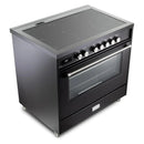 Verona 2-Piece Appliance Package - 36-Induction Range with 5 Element Burners and Wall Mount Range Hood in Black