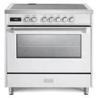 Verona Ultima 36-Inch Induction Range with 5 Element Burners in White with Stainless Steel Trim (VUFSIE365W)
