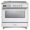 Verona Ultima 36-Inch Induction Range with 5 Element Burners in White with Stainless Steel Trim (VUFSIE365W)