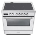 Verona 2-Piece Appliance Package - 36-Induction Range with 5 Element Burners and Wall Mount Range Hood in White
