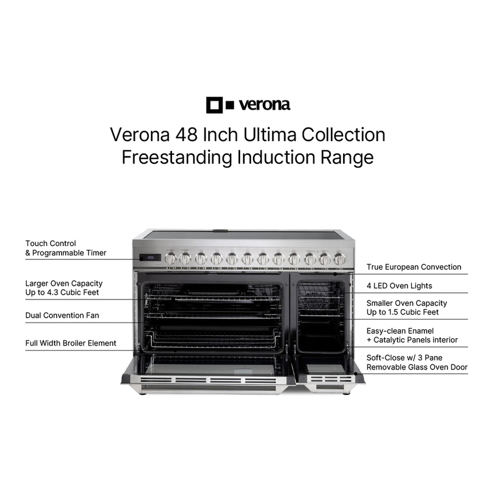 Verona Ultima 48-inch induction range VUFSIE487DSS cooktop with griddle
