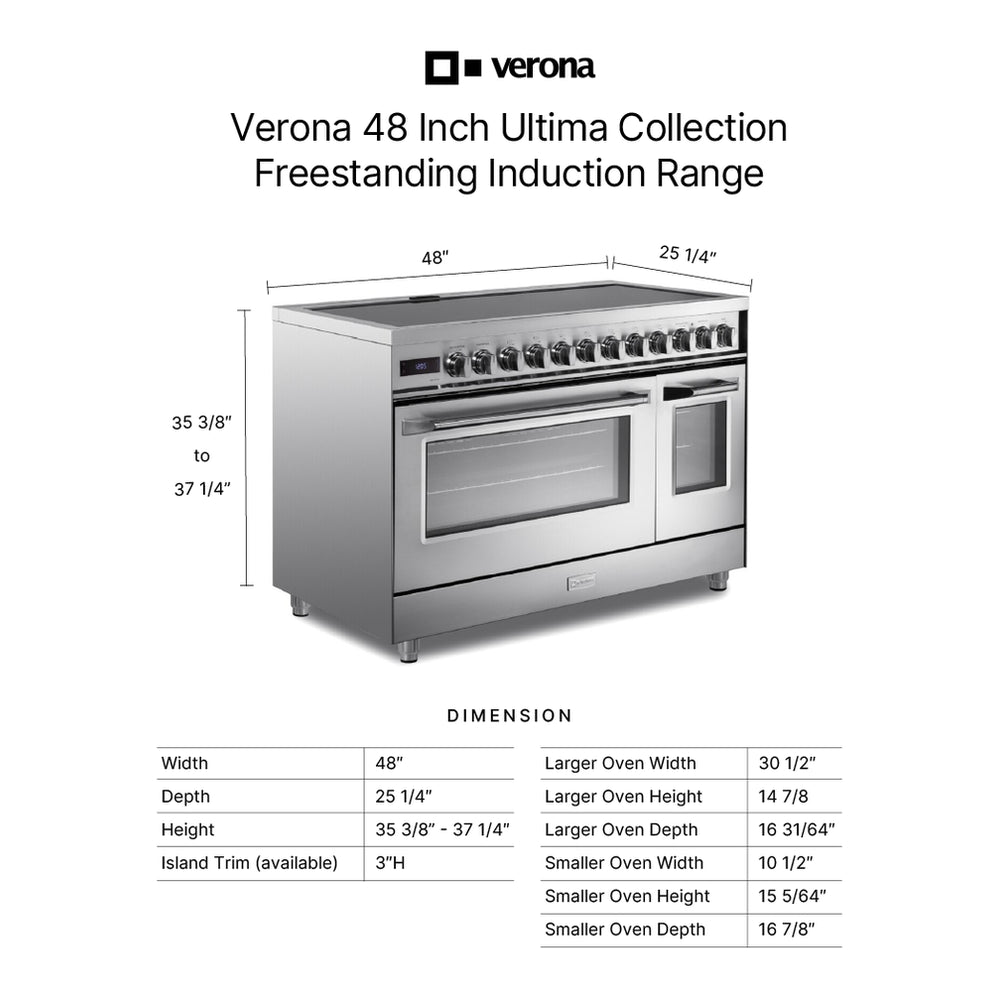 Verona Ultima 48-inch induction range VUFSIE487DSS oven doors open