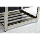 Kingston Brass Quadras 31" Ceramic Console Sink with Steel Base and Shelf (8-Inch, 3-Hole), White/Polished Nickel (VWP3122W8A6)