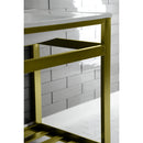 Kingston Brass Quadras 31" Ceramic Console Sink with Steel Base and Shelf (8-Inch, 3-Hole), White/Brushed Brass (VWP3122W8A7)