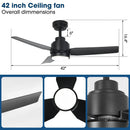 Parrot Uncle Vaczon 42-Inch DC Motor Modern Downrod Ceiling Fan with LED Light and Remote Control (VZA01A116BK)