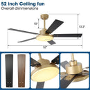 Parrot Uncle Vaczon 52-Inch Double-sided Blades Modern Ceiling Fan with Remote Control and LED Light