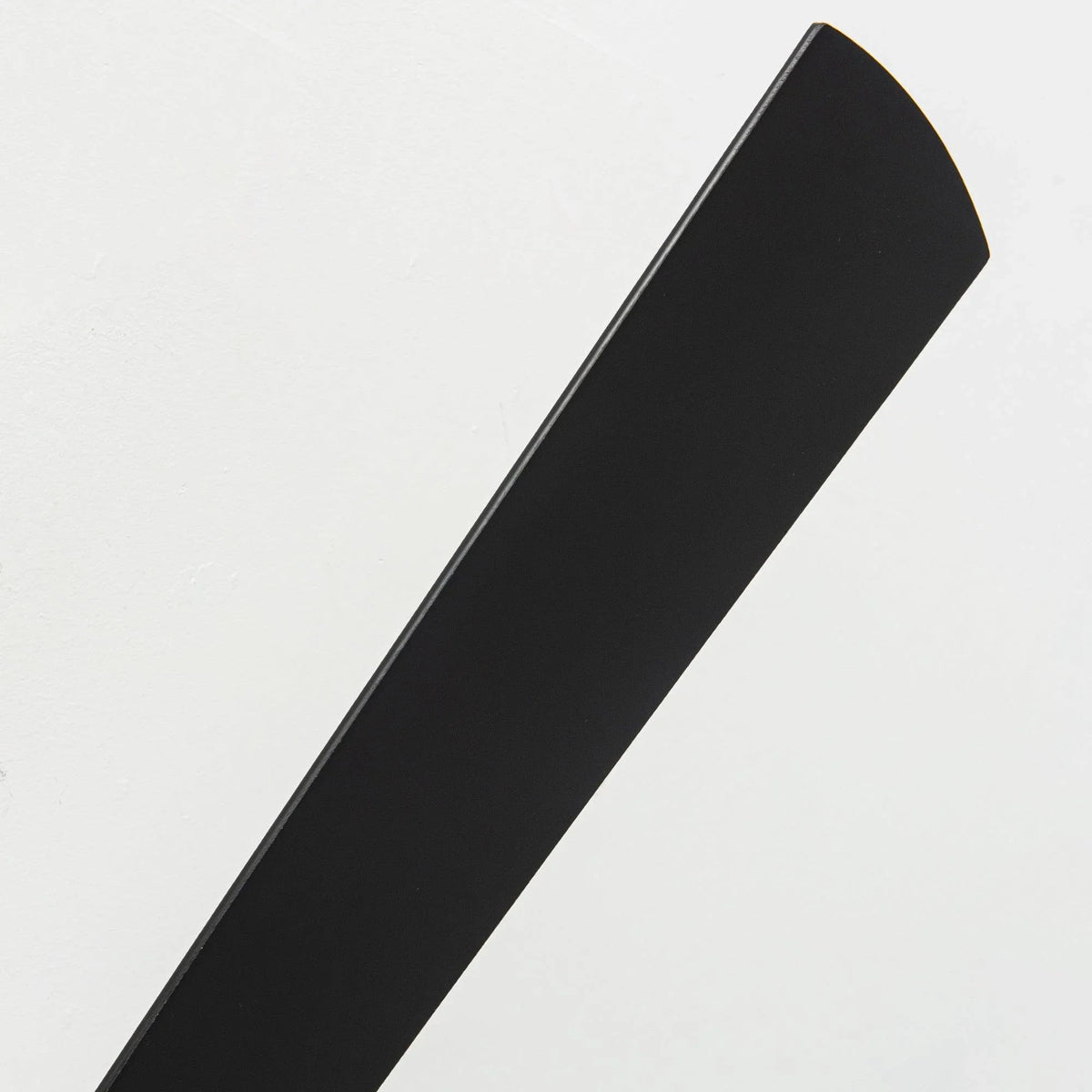 Black ceiling fan blade, smooth matte finish with rounded outer edge.
