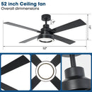 Parrot Uncle Vaczon 52-Inch 4 Blades DC Motor Modern Downrod Ceiling Fan with LED Light and Remote Control (VZA01B107A)