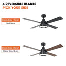 Parrot Uncle Vaczon 52-Inch 4 Blades DC Motor Modern Downrod Ceiling Fan with LED Light and Remote Control (VZA01B107A)