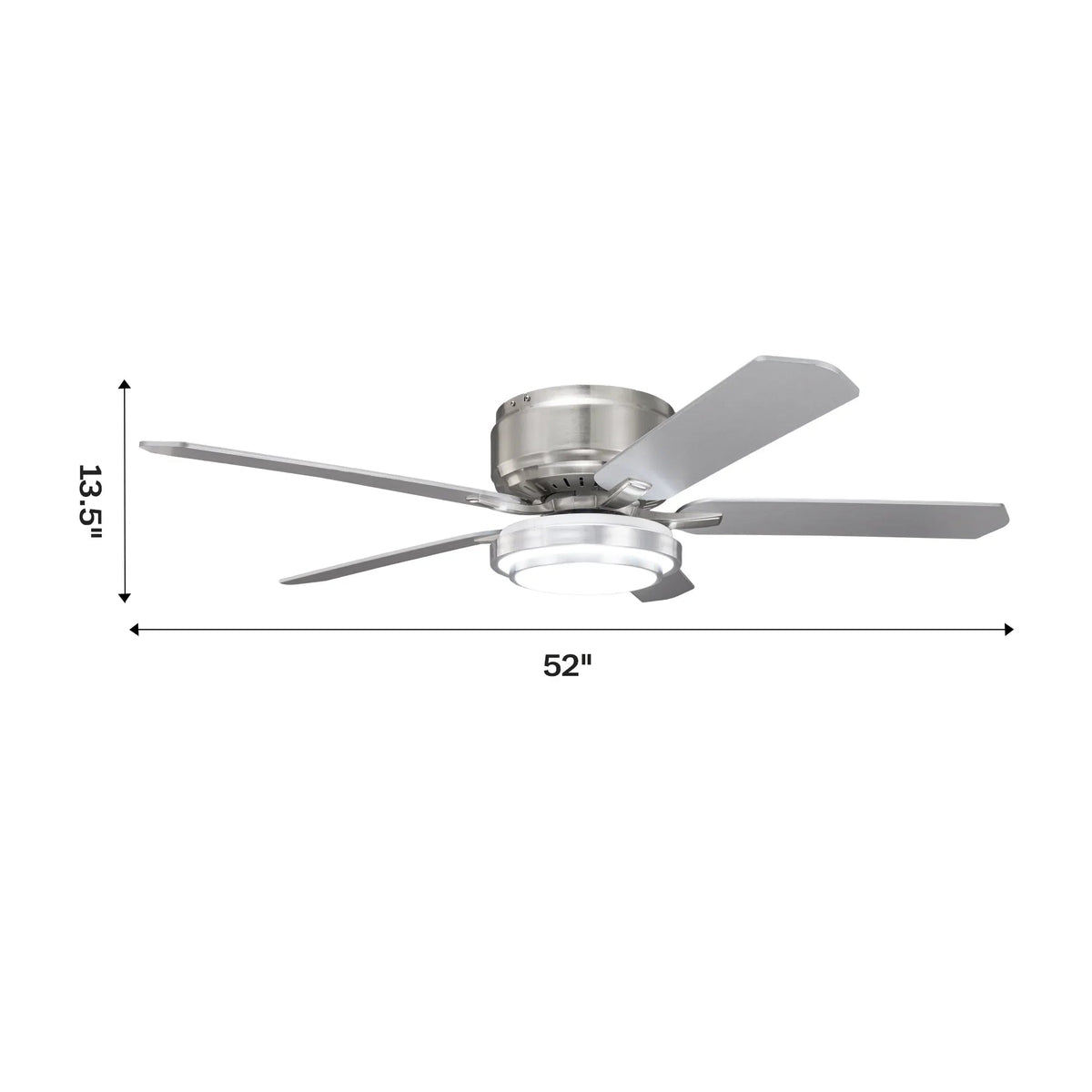 Parrot Uncle Vaczon 52-Inch Double-sided Blades Flush Mount LED Ceiling Fan with APP and Remote Control (VZA01N105A-BLE)